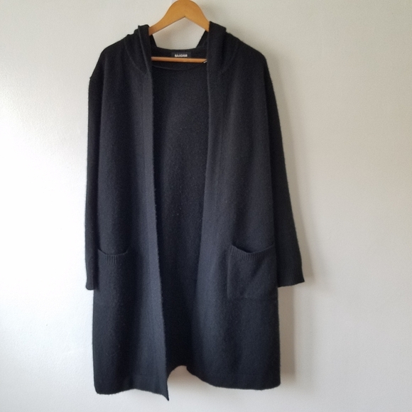 NAADAM Sweaters - NAADAM 100% Cashmere Black Hooded Open Front Duster Cardigan Sweater